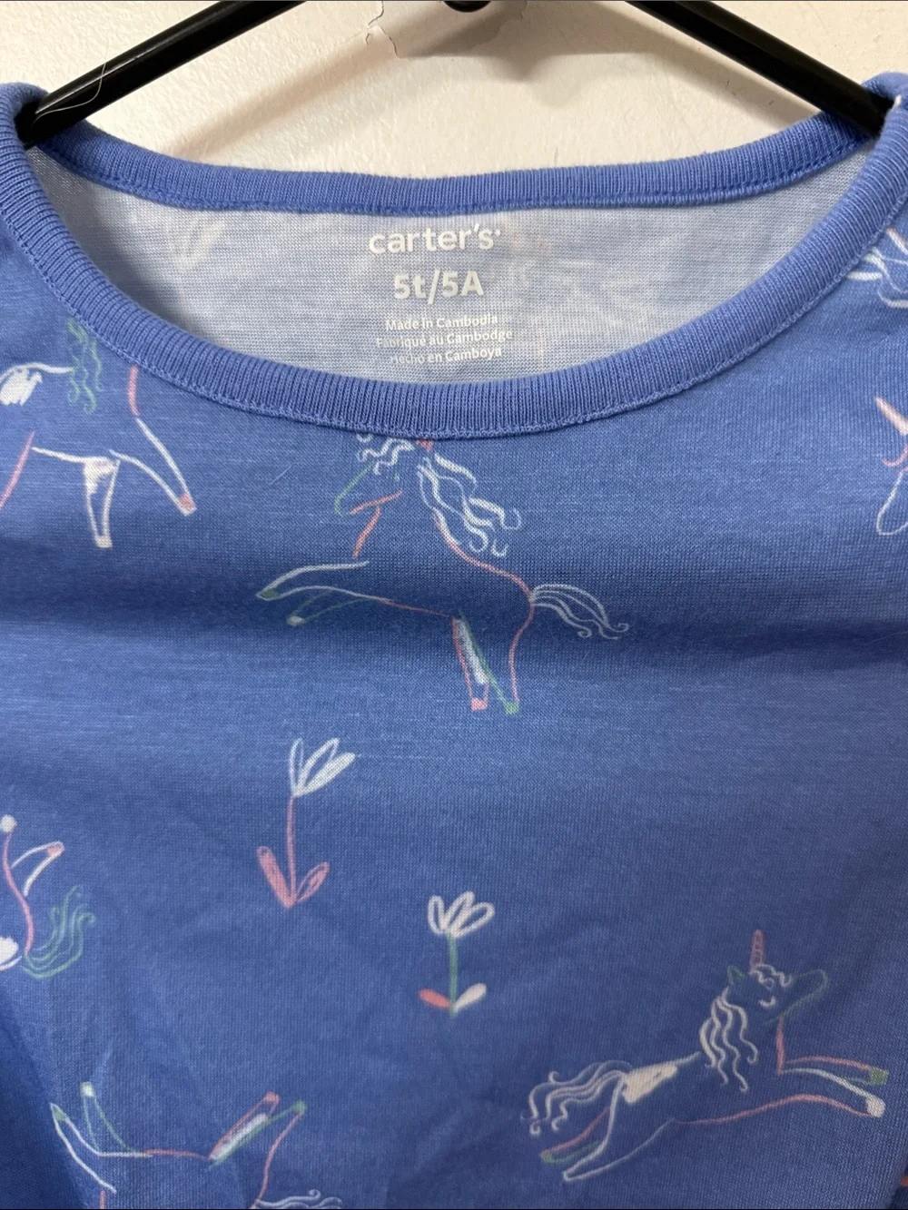 Carter's Blue Unicorn Tie-Knot Short Sleeve Tee
